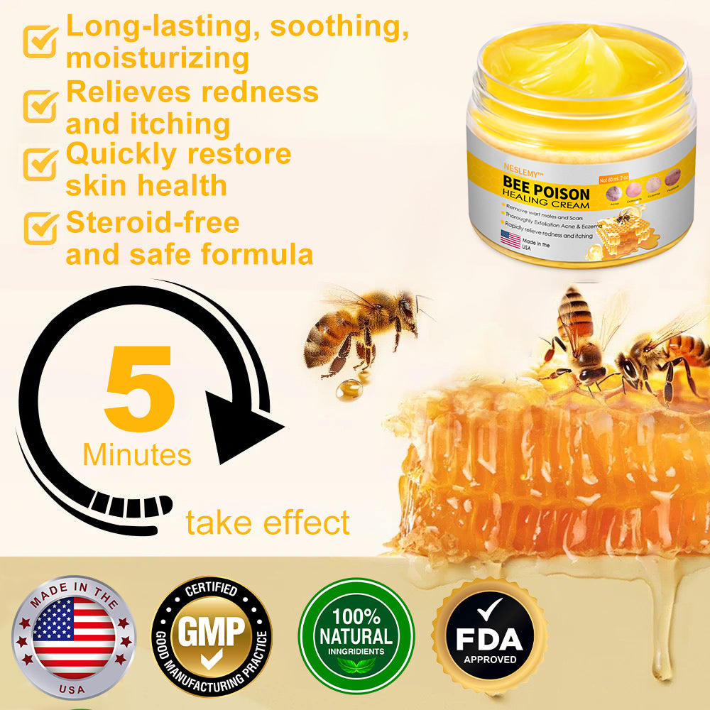 NESLEMY™ Bee Venom Skin Cream(👨⚕AAD Recommended),for Remove Warts, Acne and Scars