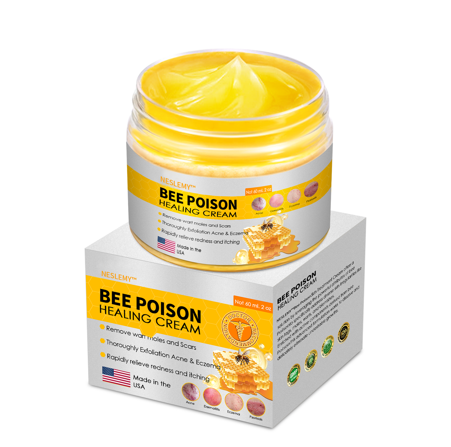 NESLEMY™ Bee Venom Skin Cream(👨⚕AAD Recommended),for Remove Warts, Acne and Scars