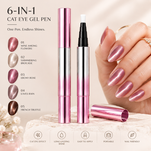 6-in-1 Cat Eye Nail Gel Pen – Easy Magnetic Nail Art at Home