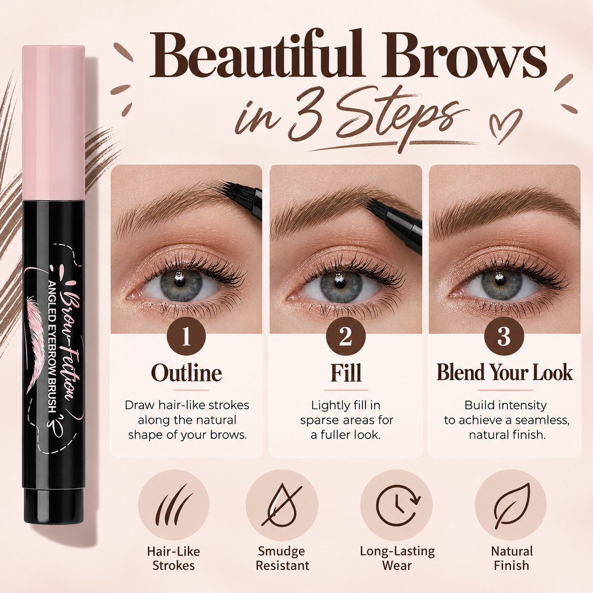 LIMITED OFFER: Buy 2 Get 1 Free | Precision Angled Eyebrow Brush for Soft, Defined Brows