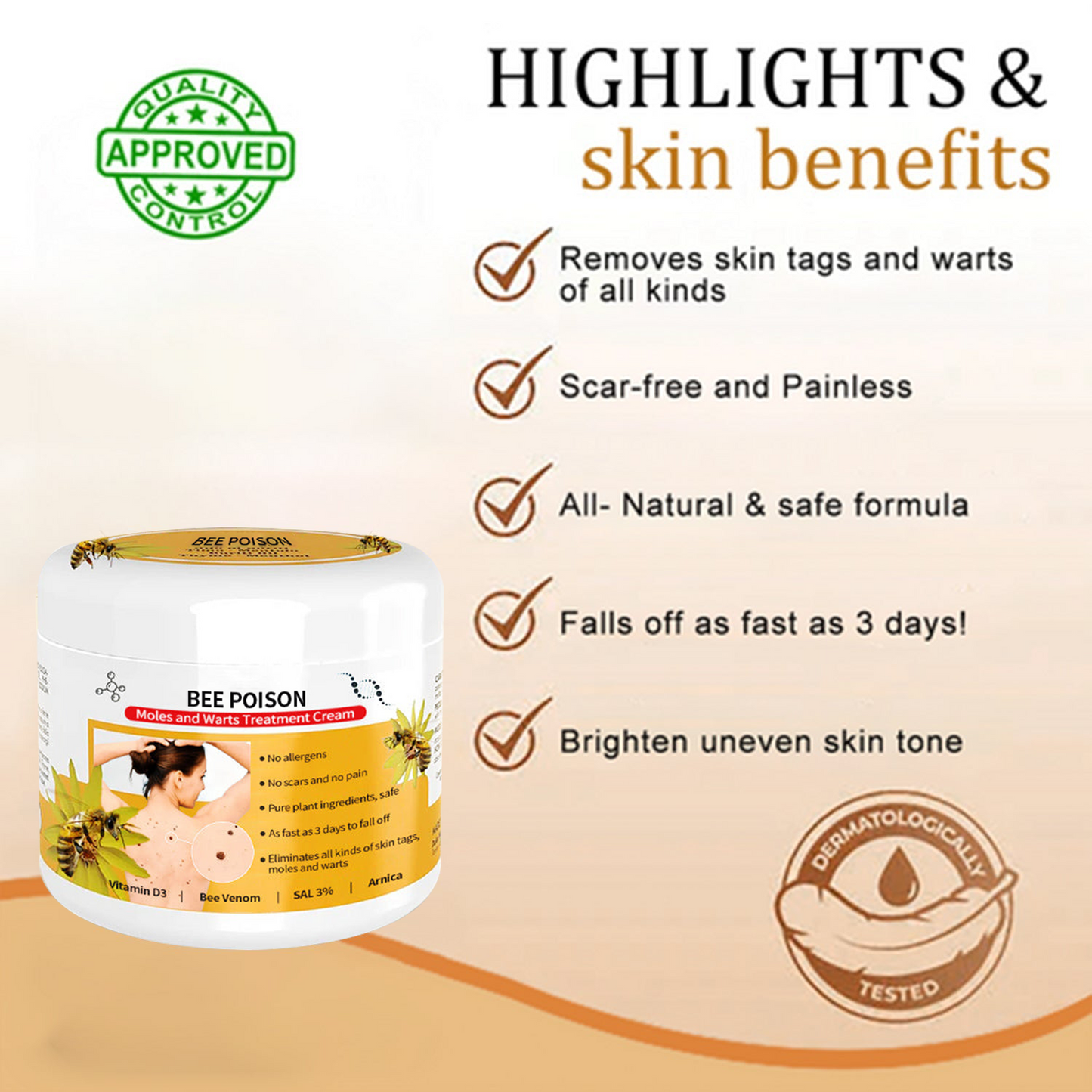 🐝🐝 QIAWI™  BEE POSON MOLE AND WART TREATMENT CREAM(👨‍⚕AAD RECOMMENDS)