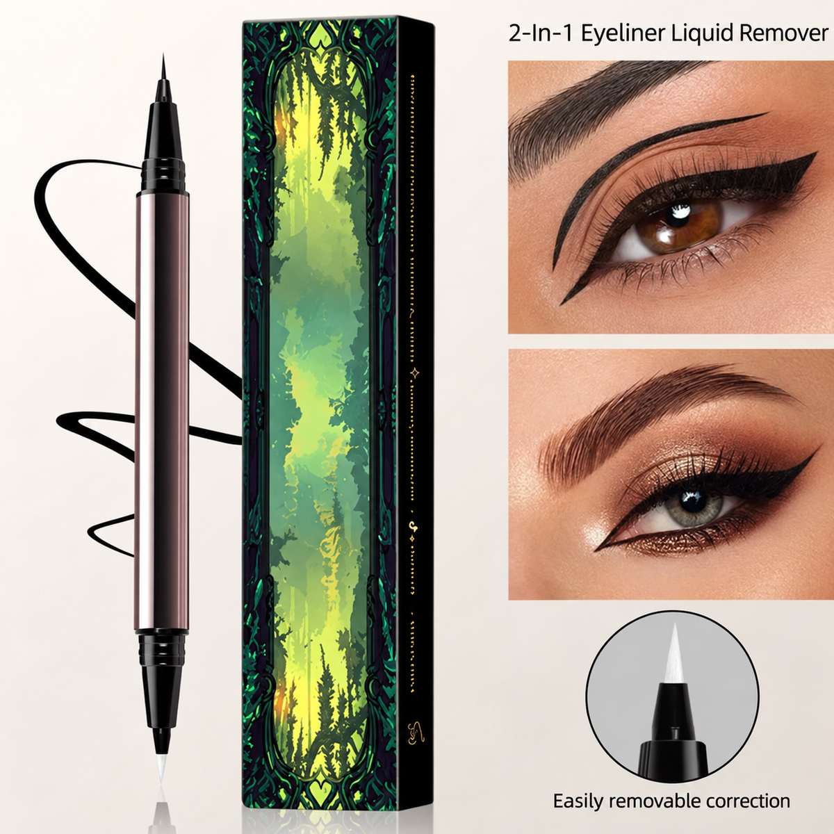 🔥 2-In-1 Waterproof Eyeliner Pen With Correction Tip