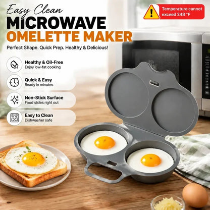 🥳2026 HOT SALE🥳💞50K+ SOLD! 🥗🎁 50% OFF! Microwave Egg Poacher——Dual‑cavity, non‑stick & easy clean. Healthier than frying – stock up & save! 🏠✅