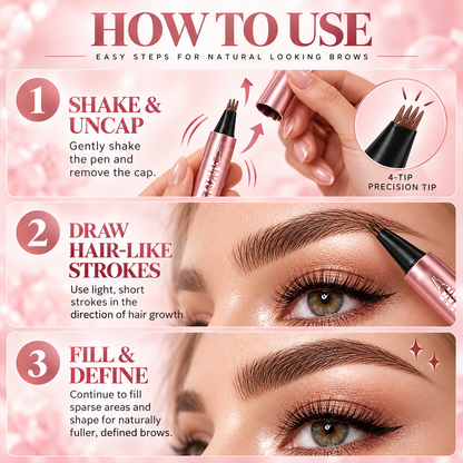 4-Tip Waterproof Eyebrow Pen | Natural Hair-Like Strokes