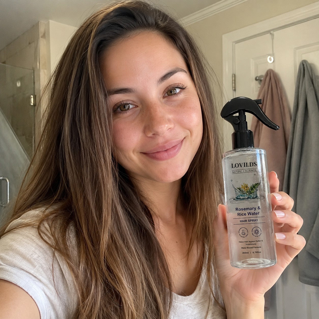 Rosemary & Rice Water Hair Care Spray – Lightweight Leave-In Mist for Soft, Smooth & Shiny-Looking Hair