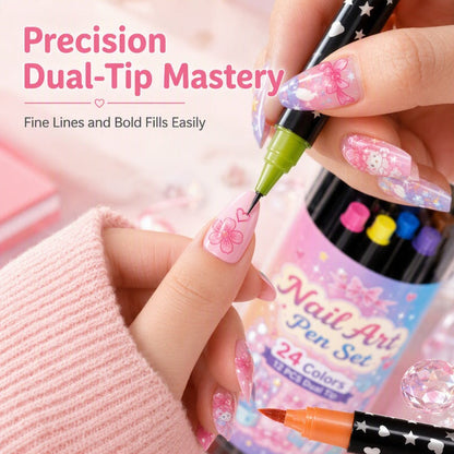 💅24‑Colors Dual‑Ended Nail Art Pens‑DIY Manicure Drawing Set🎁