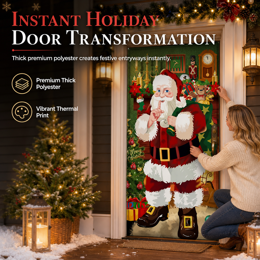 🎄 50% OFF NOW! Christmas Front Door Decoration – Festive Santa, Elf & Holiday Door Cover – Easy Installation in Under 1 Minute