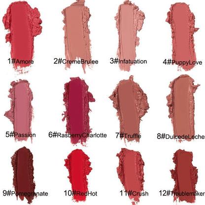 12 Colors Cream Texture Lipstick Waterproof 🔥 - 50% OFF TODAY